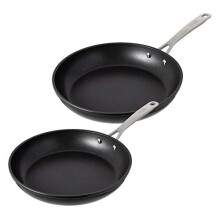 KUHN RIKON Easy Pro Non-Stick Frying Pan, Set of 2, 20 cm and 24 cm, Aluminium, Black