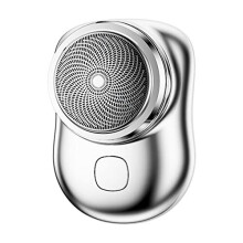 Mini Electric Shaver, Portable Men Electric Shaver USB Rechargeable Men Grooming Razor, Pocket Size Mini Shaver Washable for Travel (Silver)