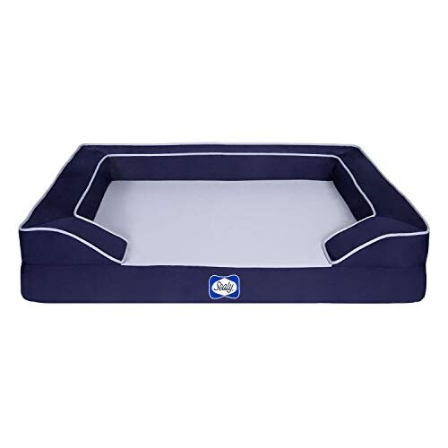 Sealy Sealy Lux Pet Dog Bed | Quad Layer Technology with Memory Foam, Orthopedic Foam, and Cooling Energy Gel. Machine Washable Cover. Large, Navy
