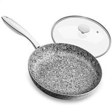 MICHELANGELO 20CM Frying Pan with Lid, Non Stick Granite Stone Frying Pan, Stone-Derived Coating Omelette Pan, Nonstick Frying Pans with Lid, Stone