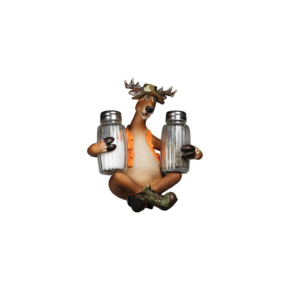 Rivers Edge Products Salt and Pepper Shakers, Funny Deer, Poly Resin and Glass Matching Set