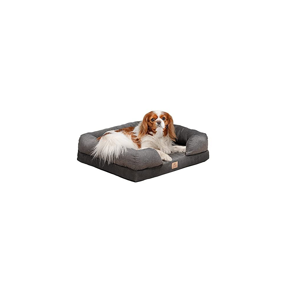 Ferplast Orthopedic Dog Bed MEMOR-ONE M Memory Foam, Removable Cover, Washable Grey