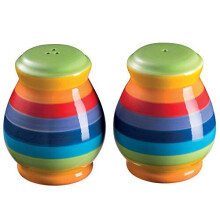 Hand Painted Rainbow Stripe Salt and Pepper Pot