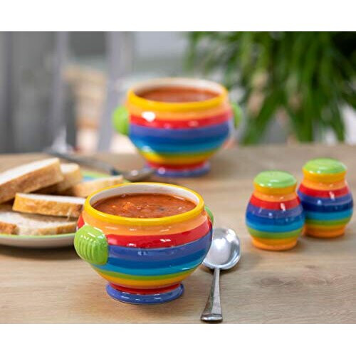 Hand Painted Rainbow Stripe Salt and Pepper Pot 1