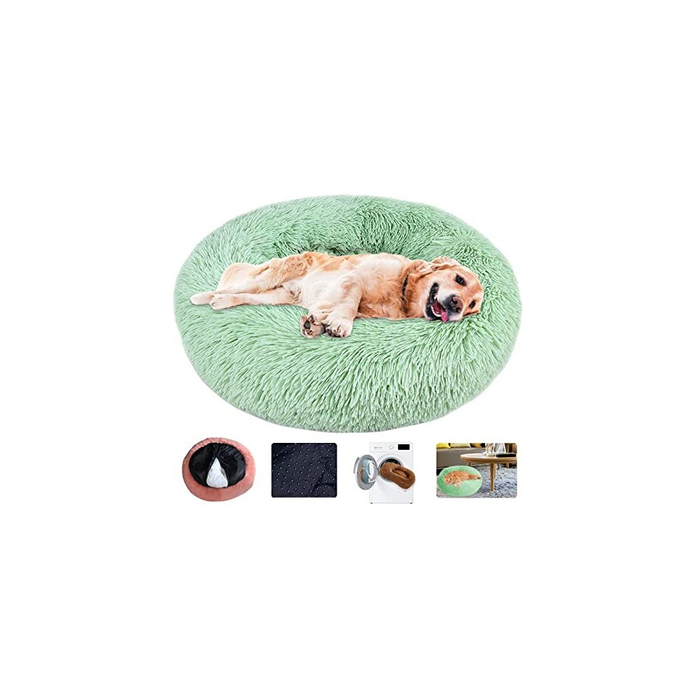 KZhanmy Round Calming Dog Cat Bed Washable,Fluffy Plush Soft Donut Pet Bed Warming Anti-Slip for Large Medium Small Dog and Cat,Anxiety Removable-