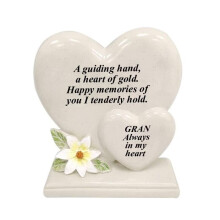 Graveside Plaque Memorial Gran Double Heart Remembrance Ornament