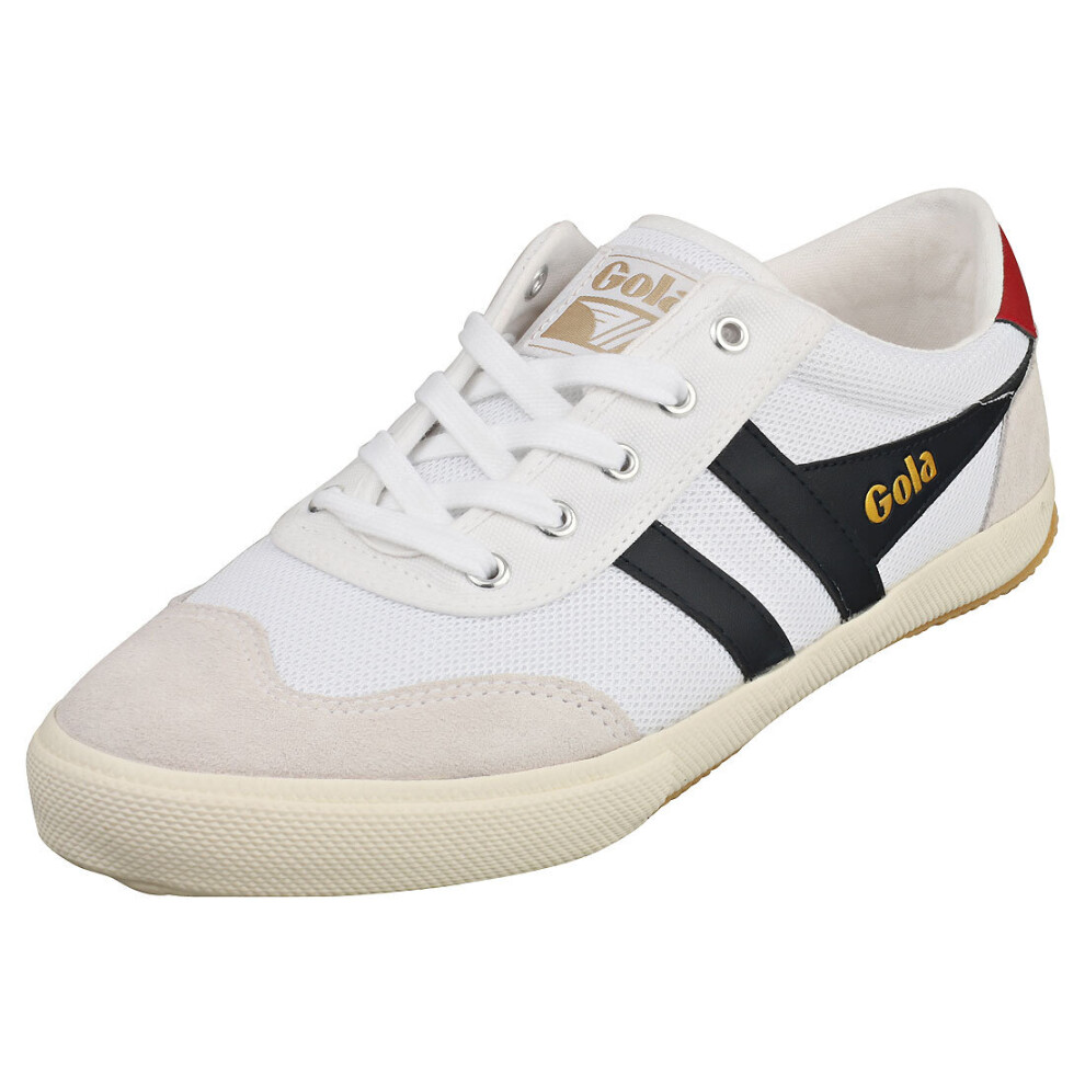 (8) Gola Badminton Mesh Mens Casual Trainers in White Navy Red