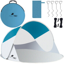 Strandmuschel Pop Up 220x120x90 Strandzelt Sonnenschutz Windschutz Zelt Sichtschutz XXL