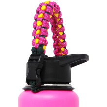 (Pink) Paracord Handle Water Bottle Cup Rope Sunflower Braided Parachute Strap For Hydro Flask