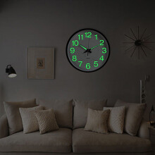 12" Luminous Wall Clock Number Quartz Glow In The Dark Night Light Silent Clocks