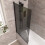 NES Home 800mm Square Bath Screen Black Profile Tinted Black Glass Reversible | Kai 4