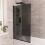 NES Home 800mm Square Bath Screen Black Profile Tinted Black Glass Reversible | Kai 1