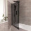 NES Home 800mm Square Bath Screen Black Profile Tinted Black Glass Reversible | Kai 2