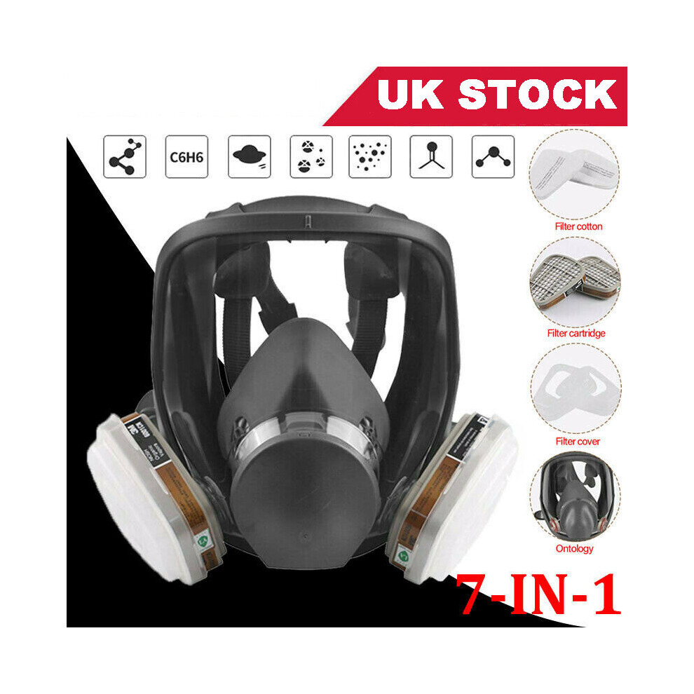 7 in1 Full Face Mask For 6800 Gas Painting Spray Protection Respirator