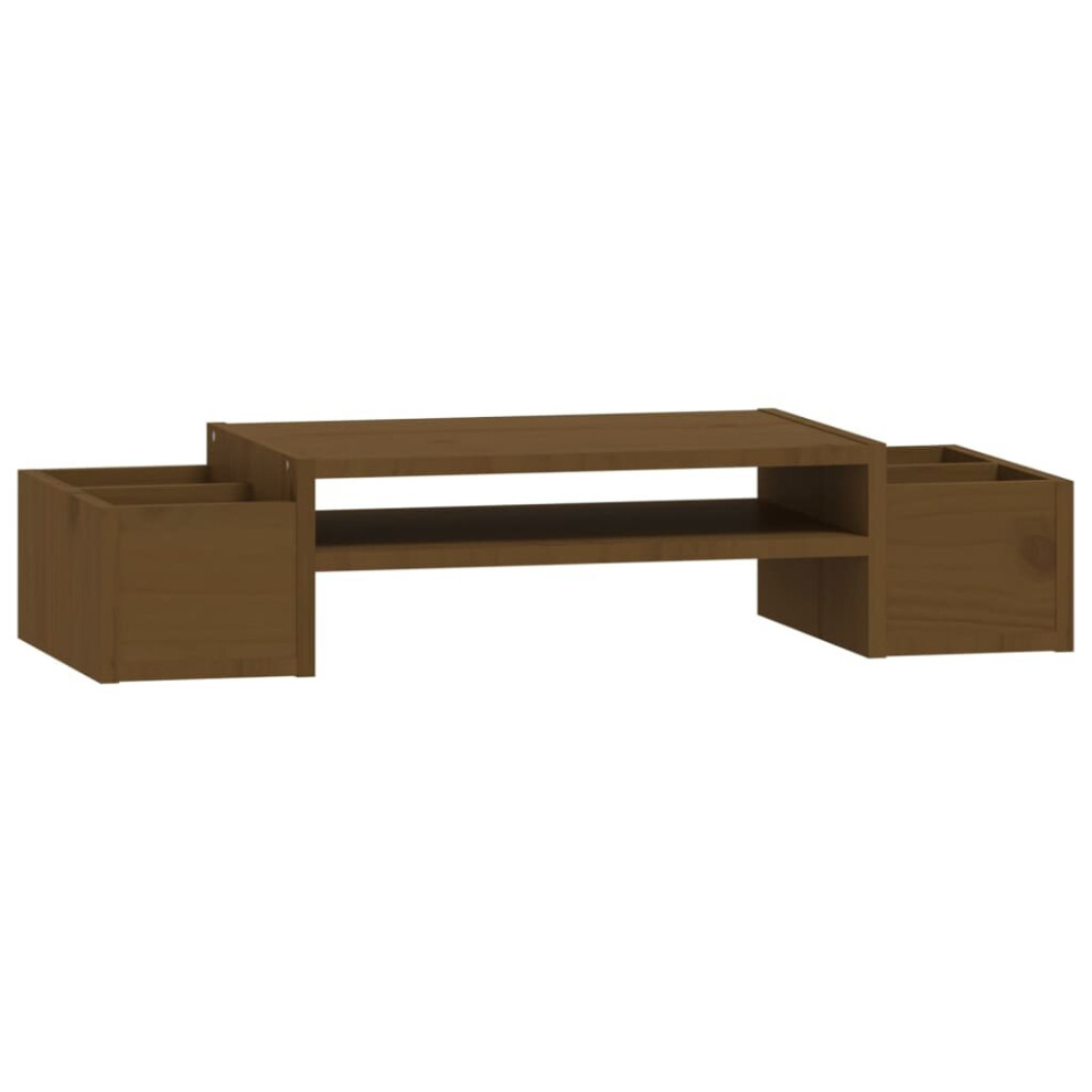 (Honey ) Vidaxl Solid Wood Pine Monitor Stand Multi Colours 100X27.5x15cm/70X27.5x15cm Brown 8720845579500