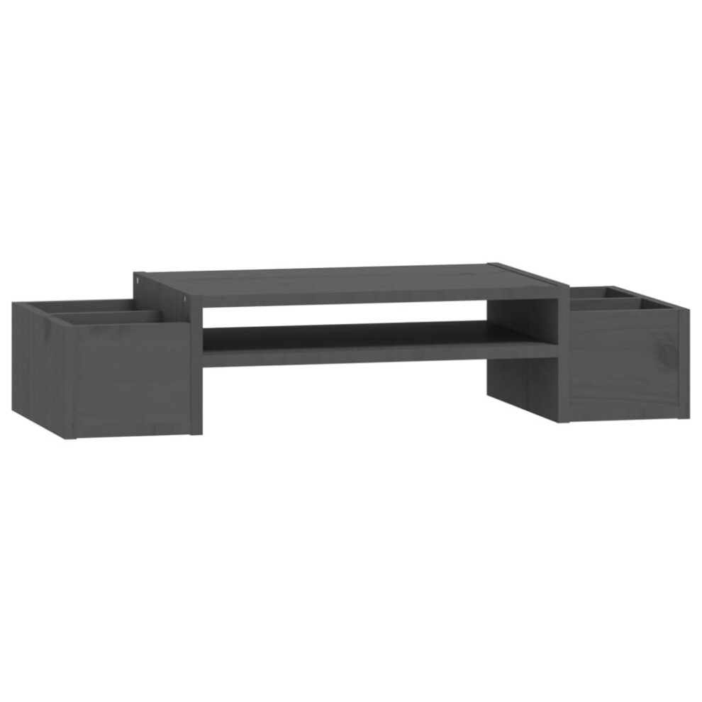 (Grey) Vidaxl Solid Wood Pine Monitor Stand Multi Colours 100X27.5x15cm/70X27.5x15cm Grey 8720845579494
