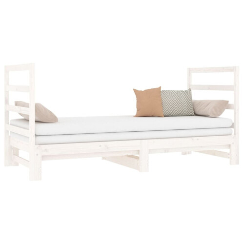 VidaXL (White) vidaXL Pull-out Day Bed Bedroom Sofa Bed Guest Bed Sofa Couch Solid Wood Pine 1