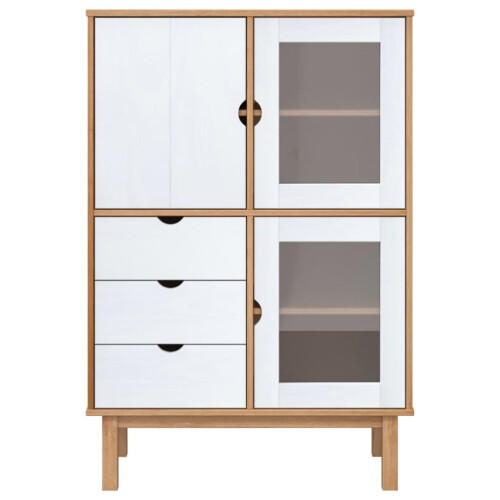VidaXL (Brown and white) vidaXL Solid Wood Pine Highboard Indoor Storage Buffet Cabinet Multi Colours 1