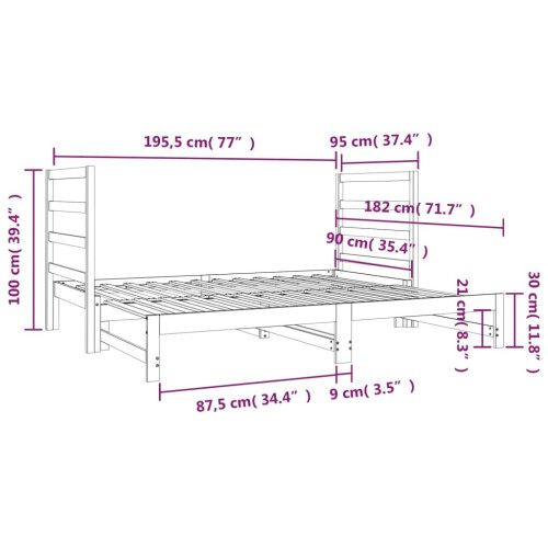 VidaXL (White) vidaXL Pull-out Day Bed Bedroom Sofa Bed Guest Bed Sofa Couch Solid Wood Pine 2