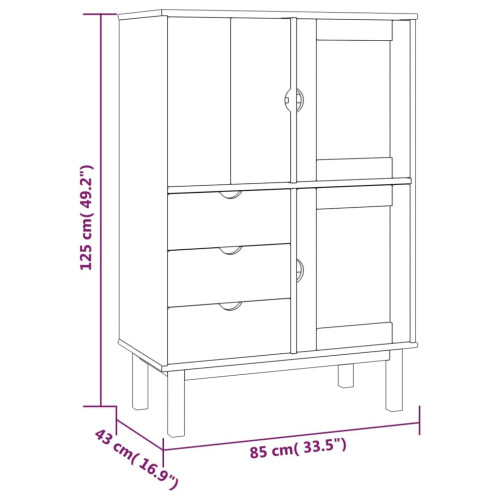 VidaXL (Brown and white) vidaXL Solid Wood Pine Highboard Indoor Storage Buffet Cabinet Multi Colours 2