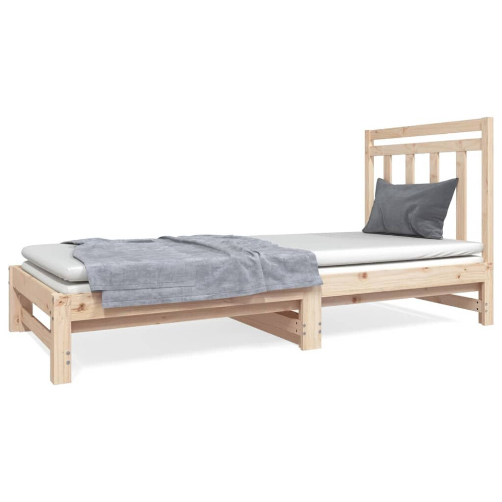 (Brown) vidaXL Solid Wood Pine Pull-out Day Bed Wooden Bedroom Furniture Multi Colours