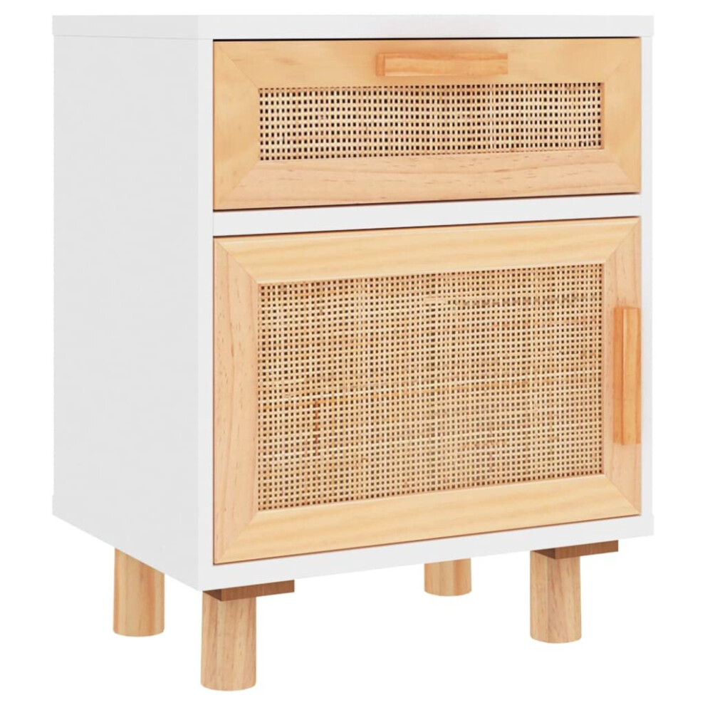 (White, 1) vidaXL 1/2x Solid Wood Pine Bedside Cabinet Natural Rattan Table Multi Colours