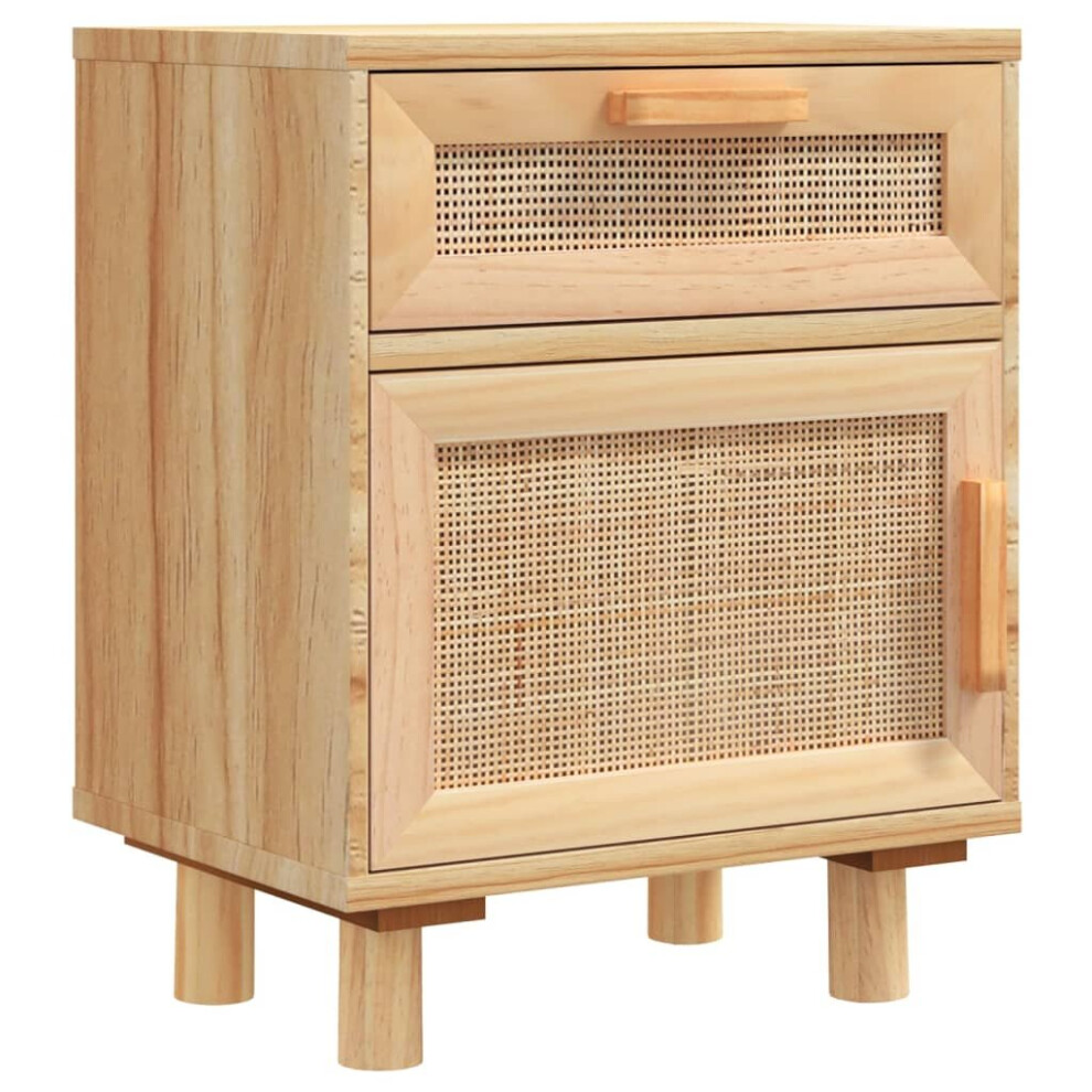 Vidaxl Brown (, 1) 1/2X Solid Wood Pine Bedside Cabinet Natural Rattan Table Multi Colours