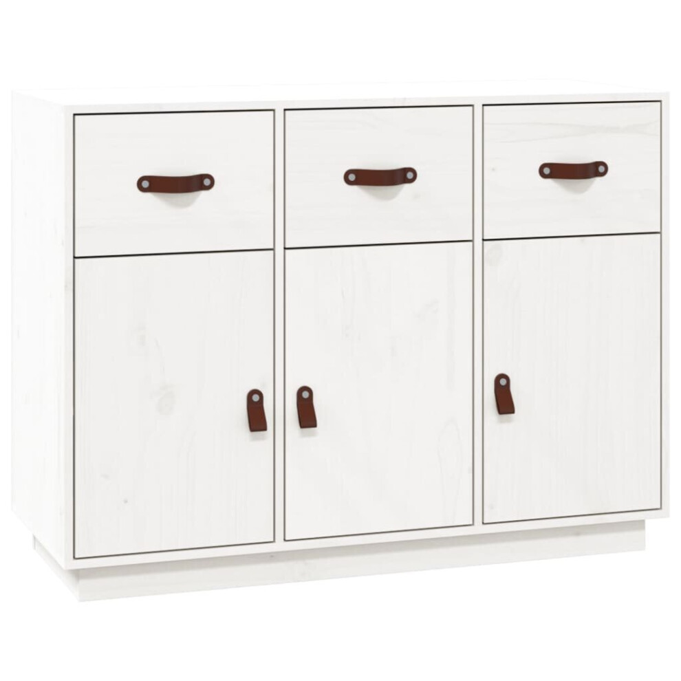 (White) vidaXL Solid Wood Pine Sideboard Wooden Side Cabinet Cupboard Multi Colours