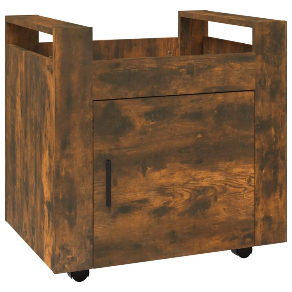 Vidaxl (Smoked Oak) Desk Trolley Engineered Wood Office Under Storage Trolley Multi Colours