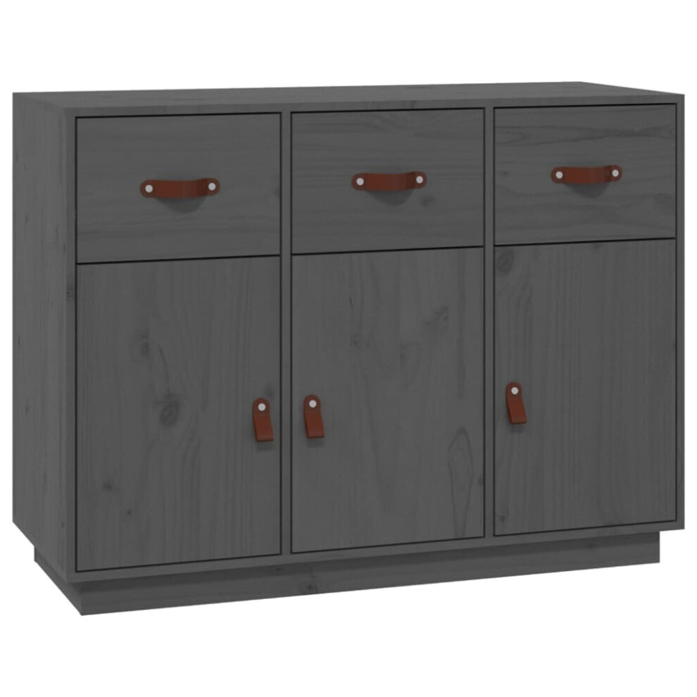 Vidaxl (Grey) Solid Wood Pine Sideboard Wooden Side Cabinet Cupboard Multi Colours