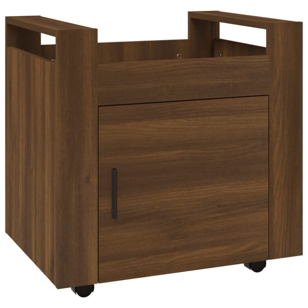 Vidaxl (Brown Oak) Desk Trolley Engineered Wood Office Under Storage Trolley Multi Colours