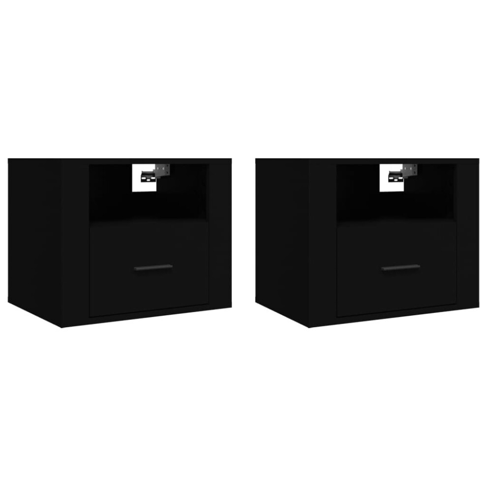 Vidaxl (Black, 2 X Bedside Cabinet) 1/2X Wall-Mounted Bedside Cabinet Floating Bedside Unit Multi Colours