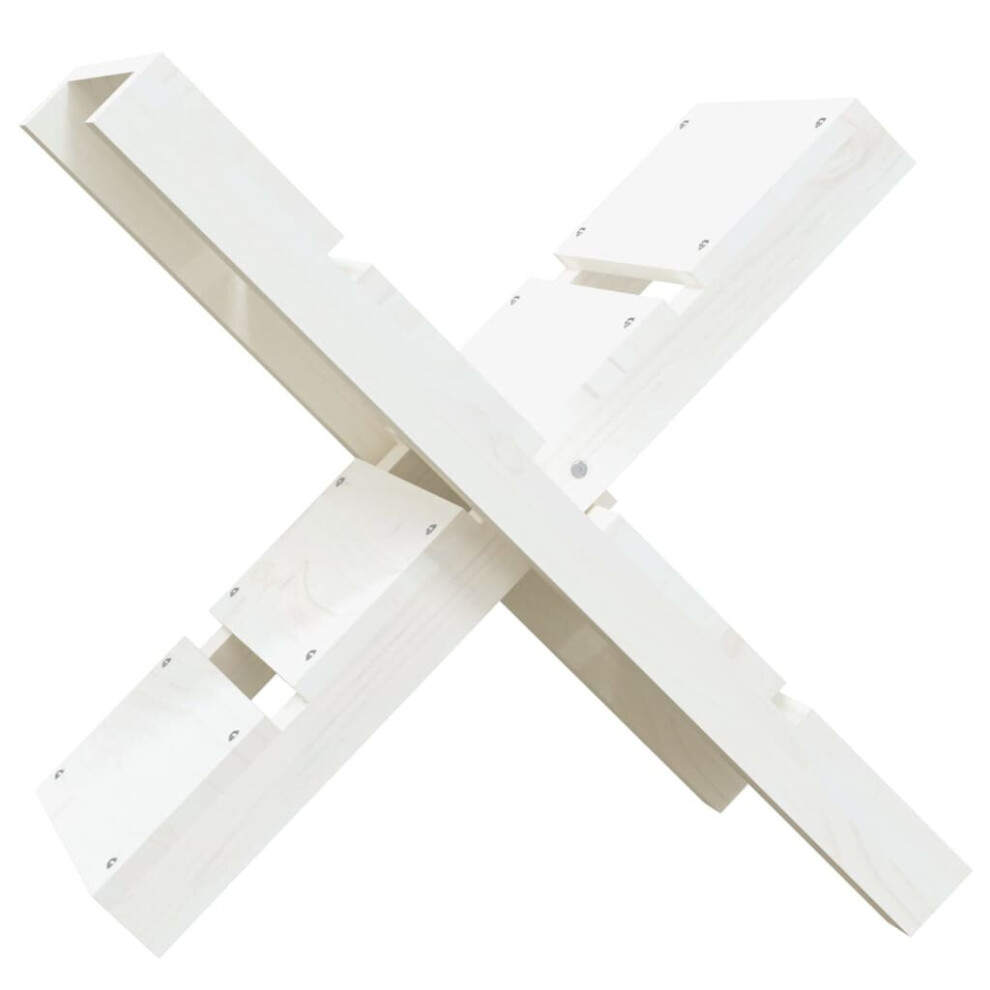(White) vidaXL Solid Wood Pine Log Holder Rack Lumber Storage Carrier Multi Colours