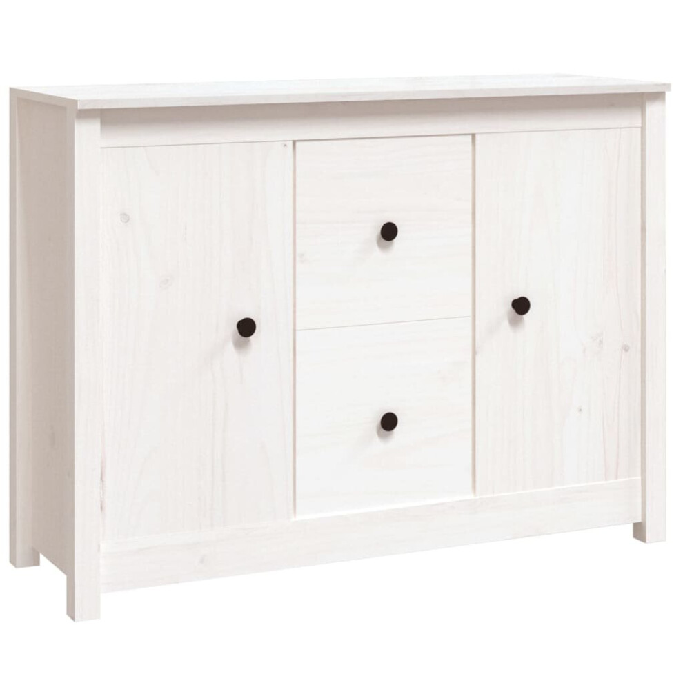 (White) vidaXL Solid Wood Pine Sideboard Side Cabinet Home Organiser Multi Colours