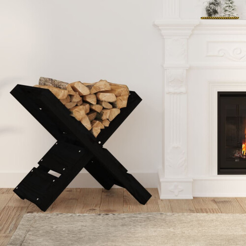 VidaXL (Black) vidaXL Solid Wood Pine Log Holder Rack Lumber Storage Carrier Multi Colours 2
