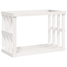 (White, 108 x 52 x 74 cm) vidaXL Outdoor Log Holder Honey Brown Wooden Firewood Stand Solid Wood Pine