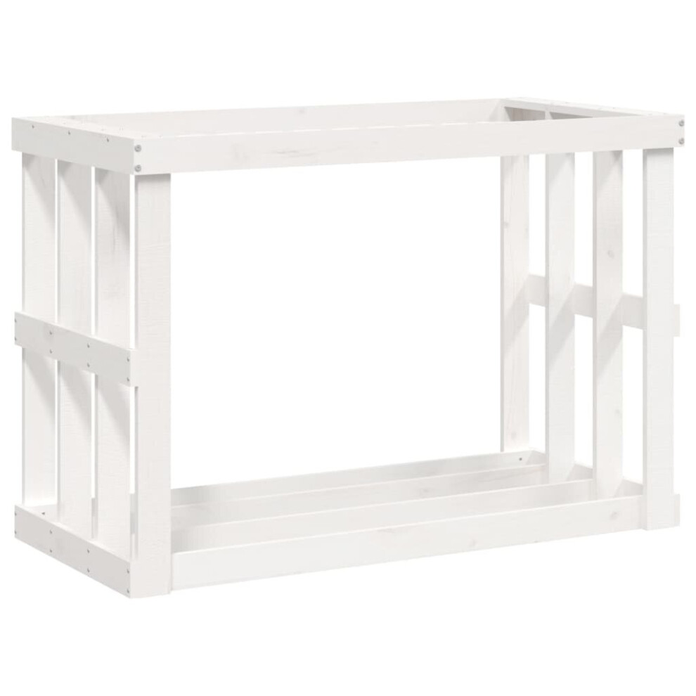 (White, 108 x 52 x 74 cm) vidaXL Outdoor Log Holder Honey Brown Wooden Firewood Stand Solid Wood Pine