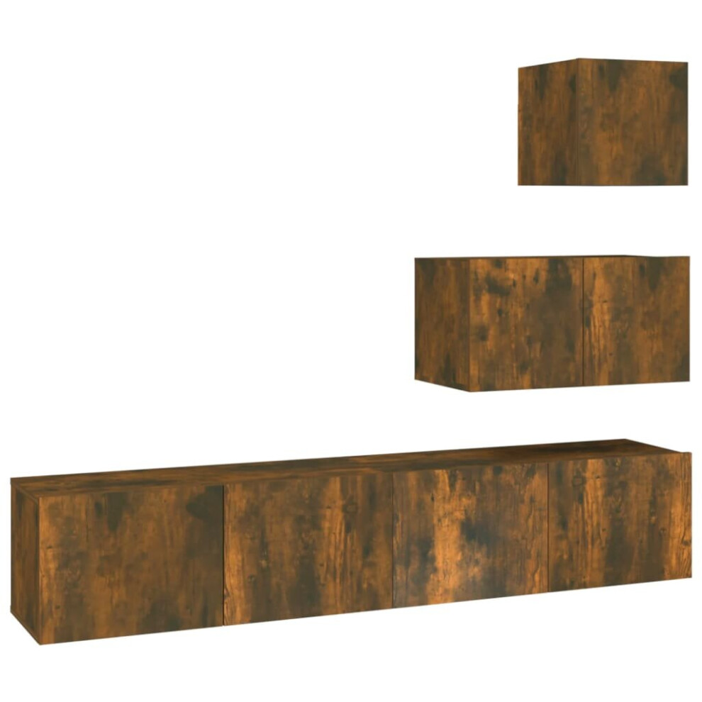 Vidaxl (Smoked Oak, 60 X 30 X 30 Cm (W X D X H)) Tv Cabinet Set Engineered Wood Media Tv Console Multi Colours 1/4 Piece