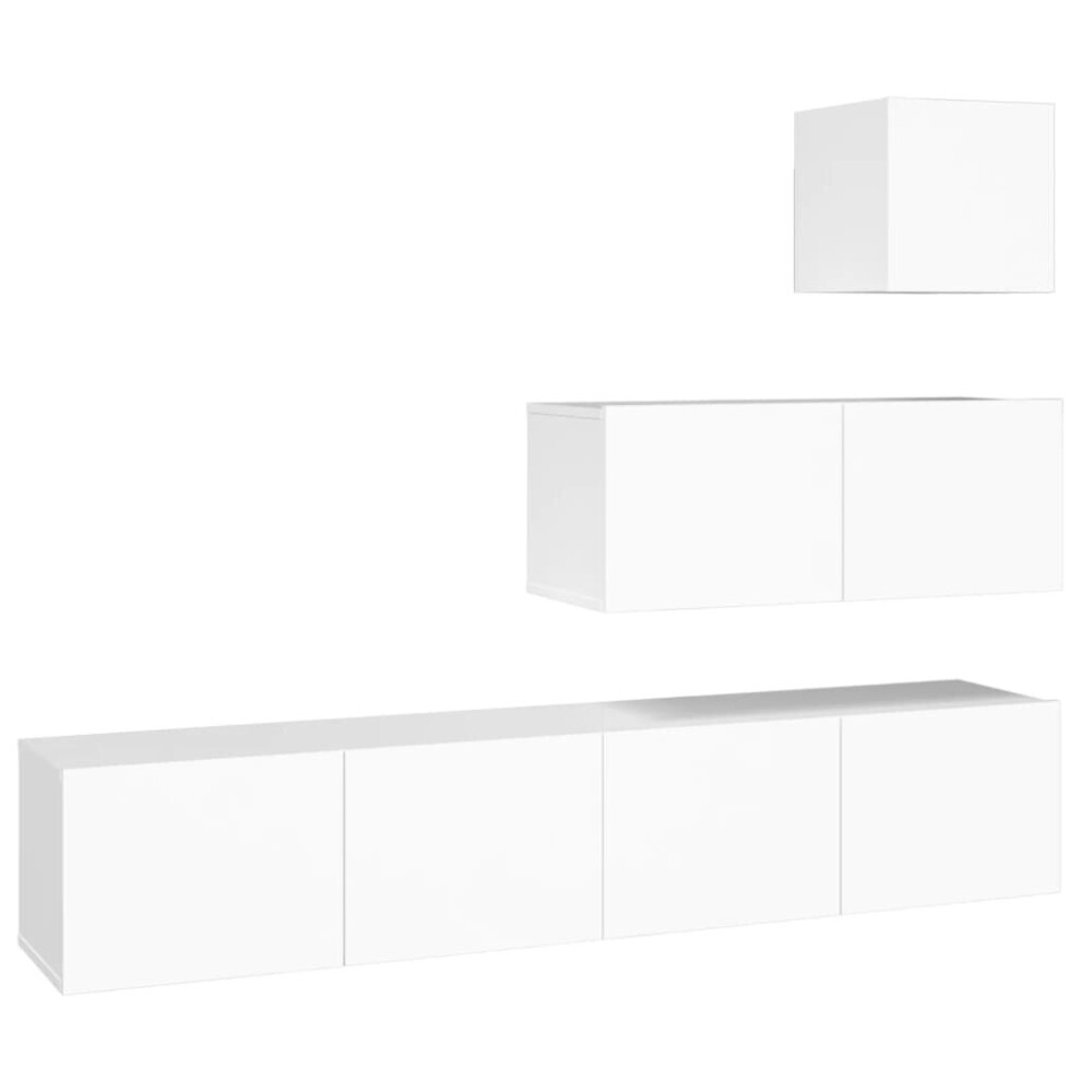 Vidaxl (White, 80 X 30 X 30 Cm (W X D X H)) Tv Cabinet Set Engineered Wood Media Tv Console Multi Colours 1/4 Piece