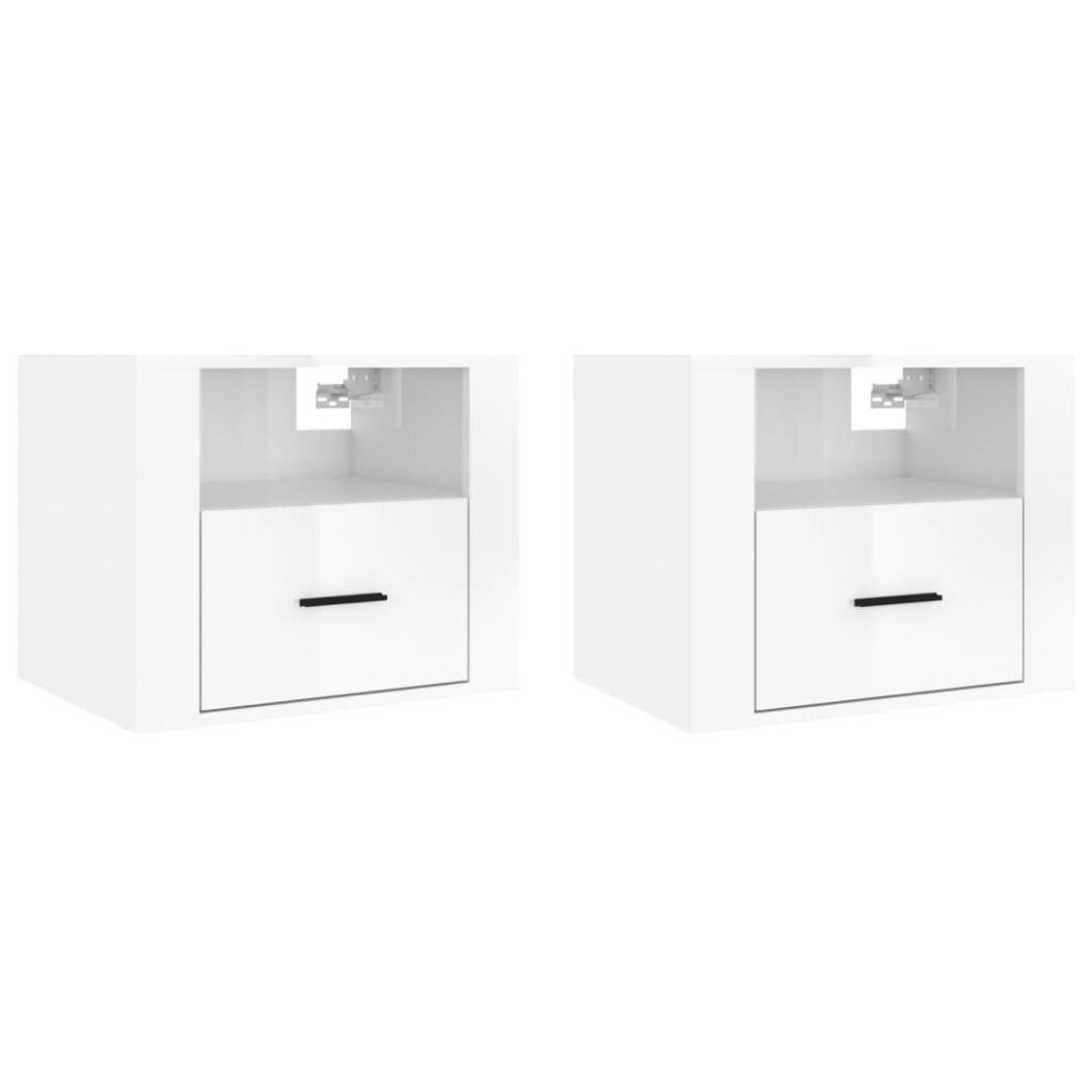 (High gloss white, 2 x Bedside cabinet) vidaXL 1/2x Wall-mounted Bedside Cabinet Floating Bedside Unit Multi Colours