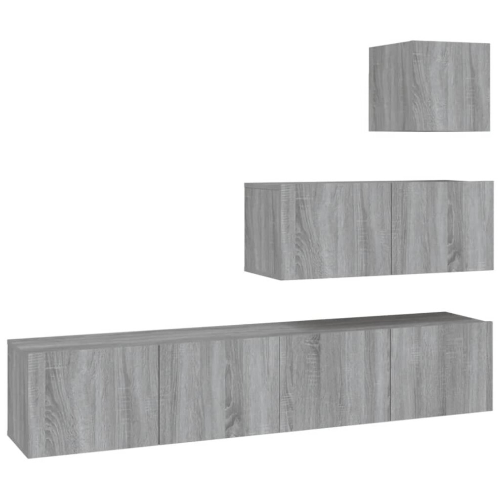Vidaxl (Grey Sonoma, 80 X 30 X 30 Cm (W X D X H)) Tv Cabinet Set Engineered Wood Media Tv Console Multi Colours 1/4 Piece