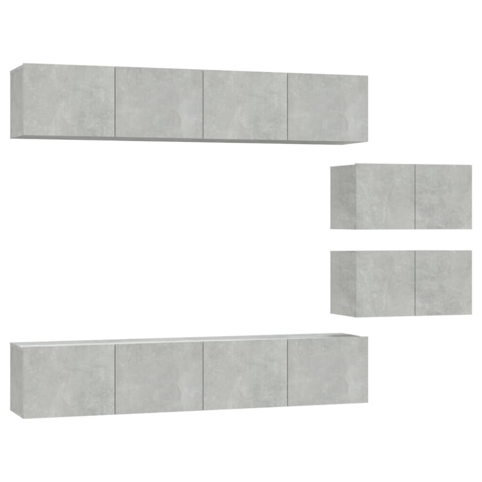 (Concrete grey) vidaXL TV Cabinet Set 6 Piece Engineered Wood Multi Colours 100/80x30x30 cm