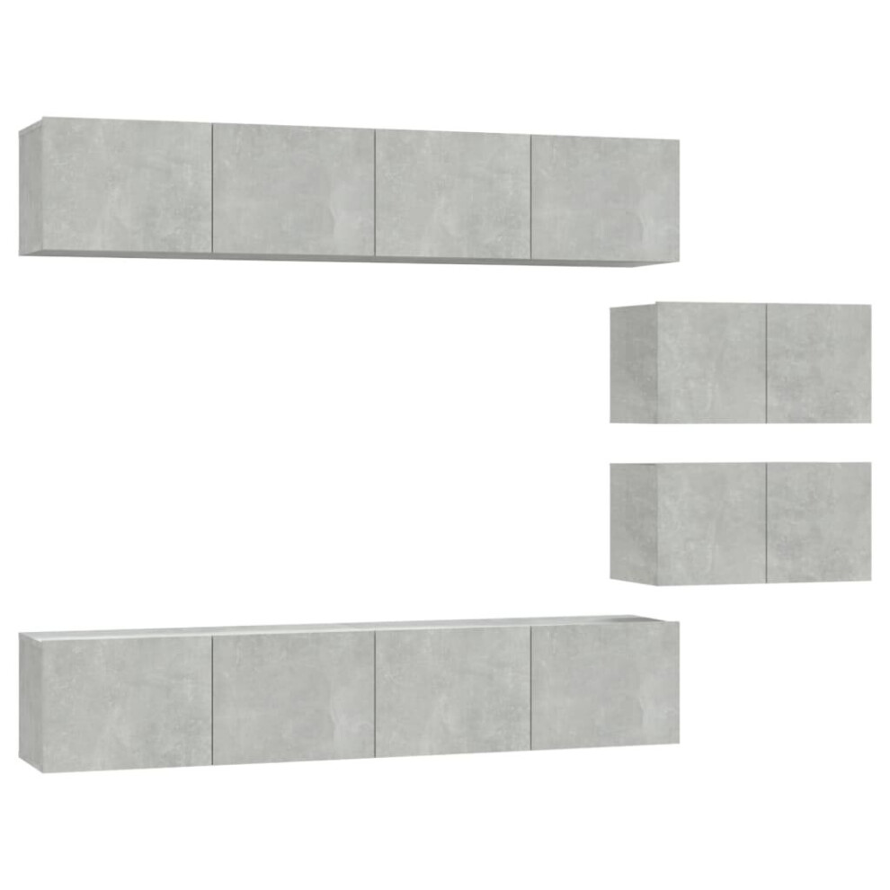Vidaxl (Concrete Grey) Tv Cabinet Set 6 Piece Engineered Wood Multi Colours 100/80X30x30 Cm