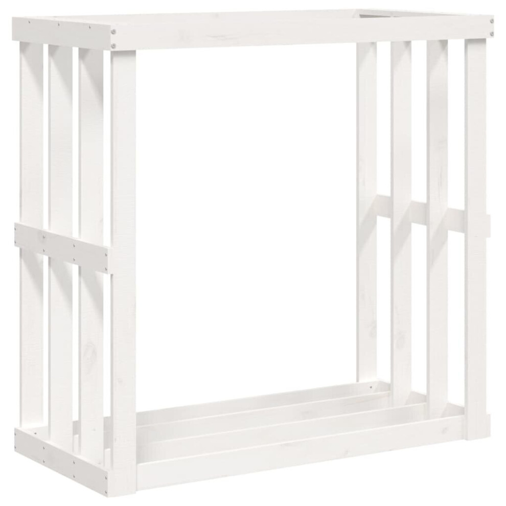 (White, 108 x 52 x 106 cm) vidaXL Outdoor Log Holder Honey Brown Wooden Firewood Stand Solid Wood Pine
