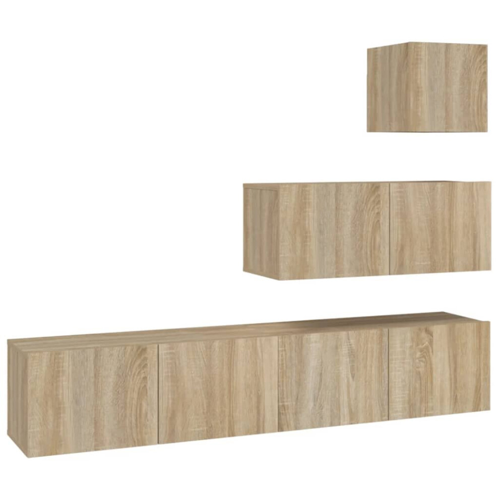 Vidaxl (Sonoma Oak, 80 X 30 X 30 Cm (W X D X H)) Tv Cabinet Set Engineered Wood Media Tv Console Multi Colours 1/4 Piece Brown