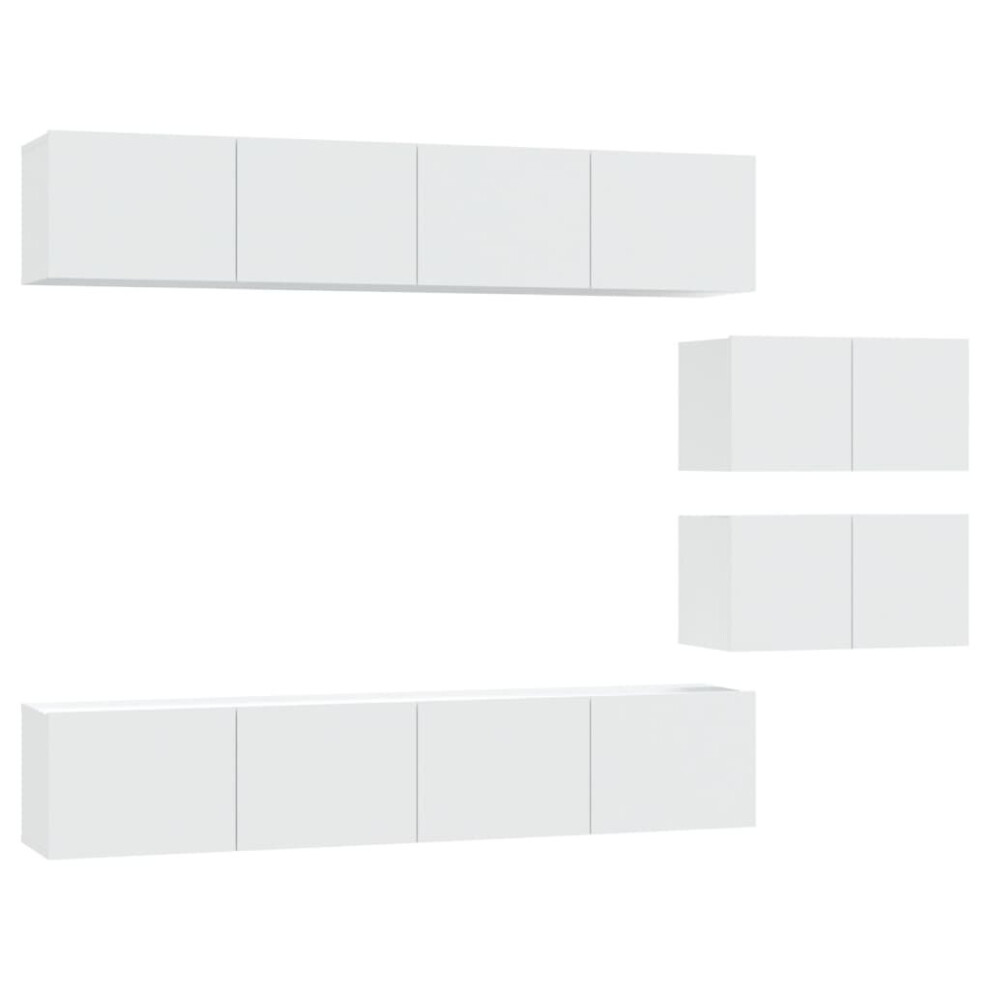 Vidaxl (White) Tv Cabinet Set 6 Piece Engineered Wood Multi Colours 100/80X30x30 Cm