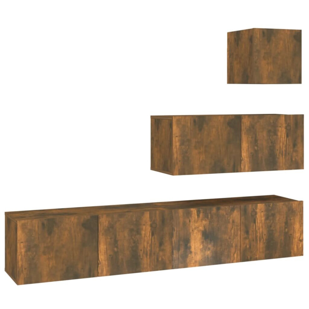 Vidaxl (Smoked Oak, 80 X 30 X 30 Cm (W X D X H)) Tv Cabinet Set Engineered Wood Media Tv Console Multi Colours 1/4 Piece