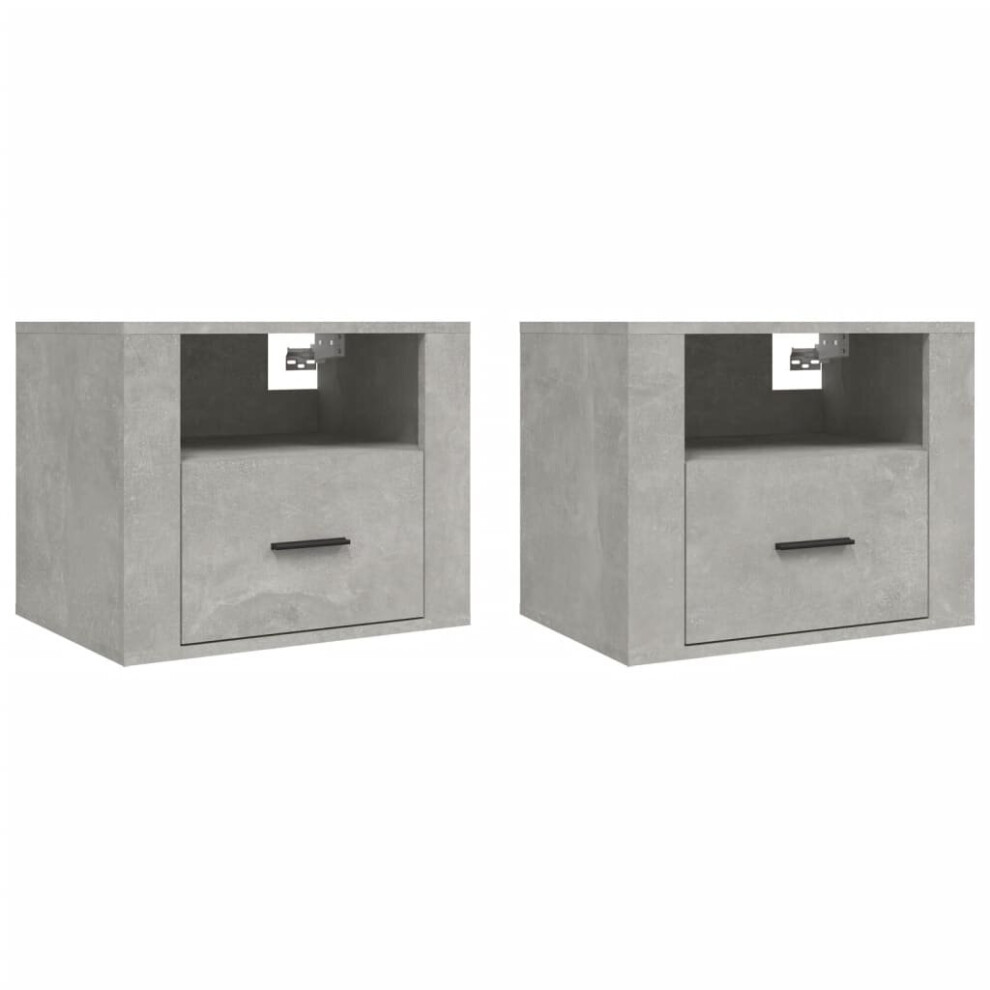 (Concrete grey, 2 x Bedside cabinet) vidaXL 1/2x Wall-mounted Bedside Cabinet Floating Bedside Unit Multi Colours