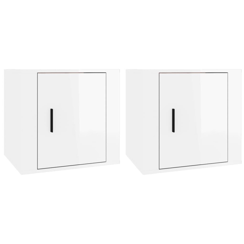Vidaxl (High Gloss White, 2 X Bedside Cabinet) 1/2X Bedside Cabinet White End Table Indoor Nightstand Telephone Stand