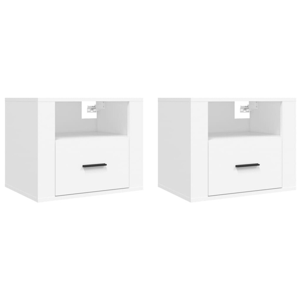 (White, 2 x Bedside cabinet) vidaXL 1/2x Wall-mounted Bedside Cabinet Floating Bedside Unit Multi Colours